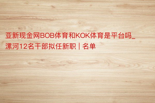 亚新现金网BOB体育和KOK体育是平台吗_漯河12名干部拟任新职 | 名单
