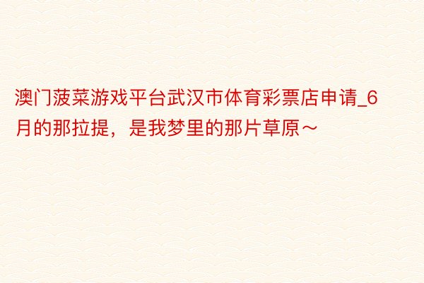 澳门菠菜游戏平台武汉市体育彩票店申请_6月的那拉提,是我梦里的那片草原~